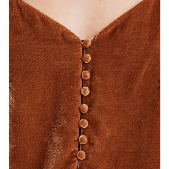 Madewell Velvet Button Down Mustard Brown Cami Size 4 - Picture 4 of 8